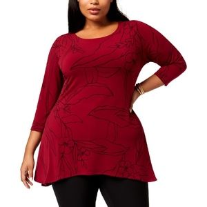 NWT Alfani Womens Plus Printed Floral Tunic Top